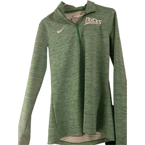 Nike Women's Heathered Green 1/4 Zip Pullover Active Wear Sweatshirt Size L Oreg - Picture 2 of 16